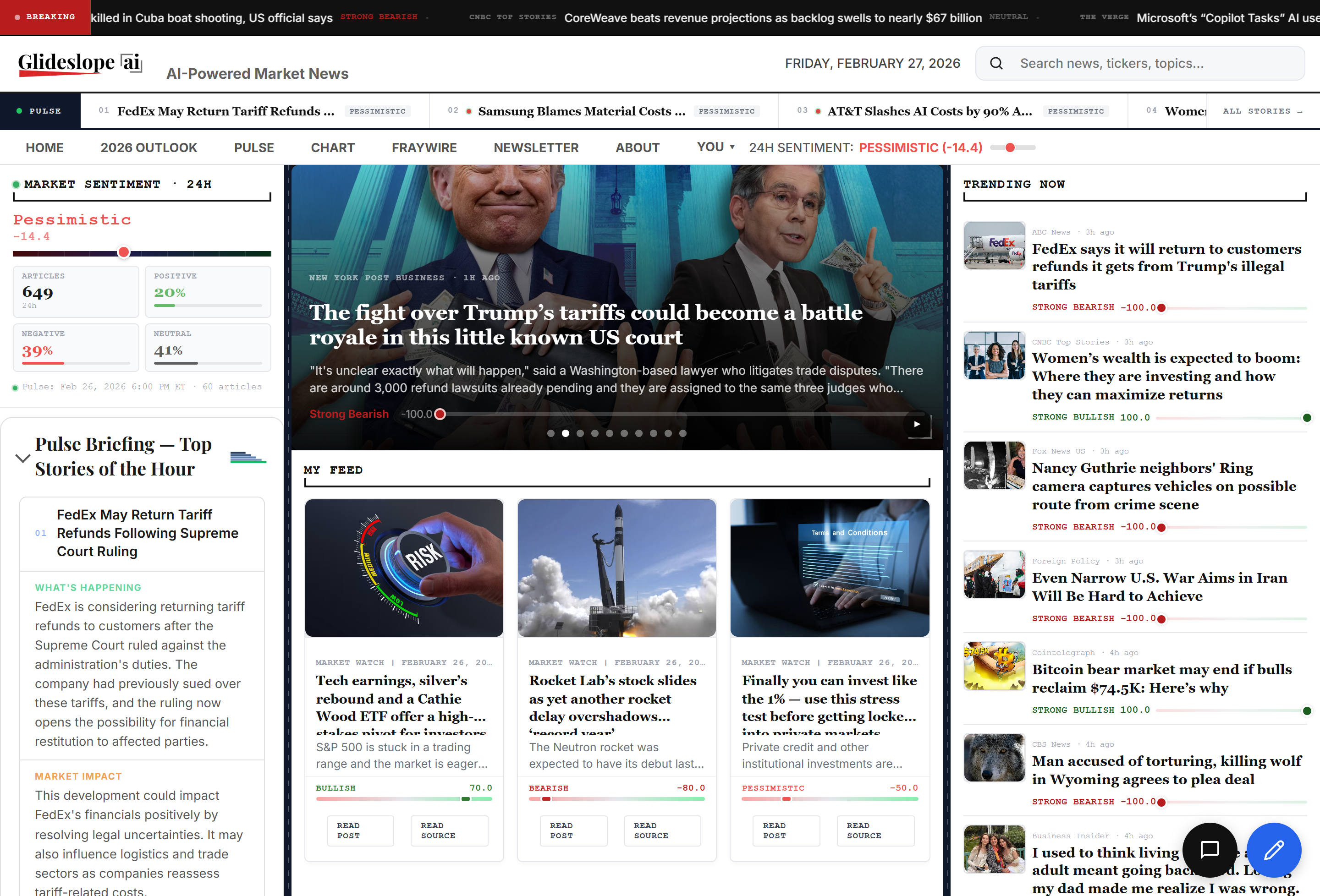 Glideslope dashboard